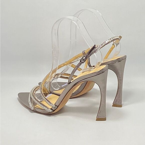 Alexandre Birman Alana 100 Embellished Metallic Leather Sandals size 39 - Picture 7 of 13